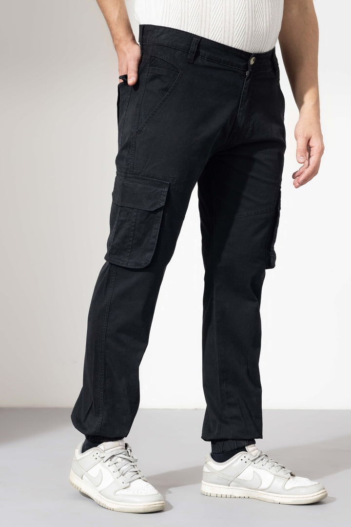 Black Men Cotton Multi Pocket Cargo Pant
