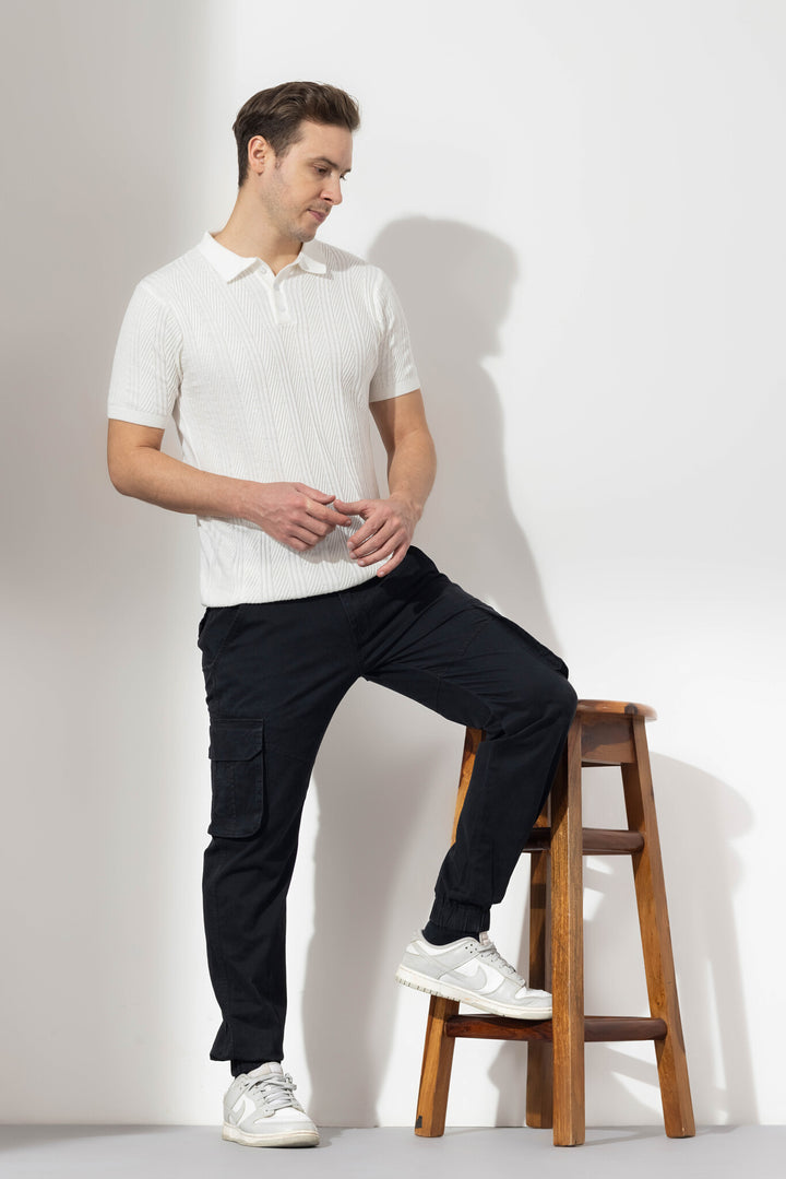 Black Men Cotton Multi Pocket Cargo Pant