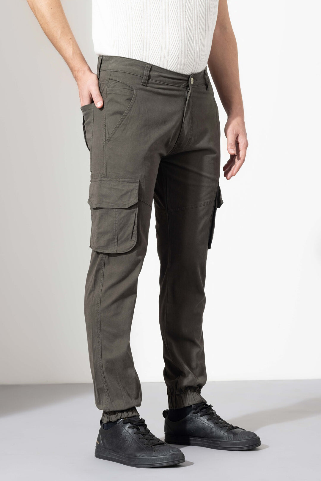 Dark Grey Multi Cotton Cargo Pant