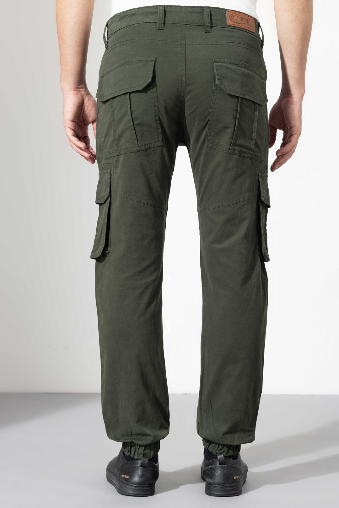 Olive Green Ribbed Cotton Cargo Pant