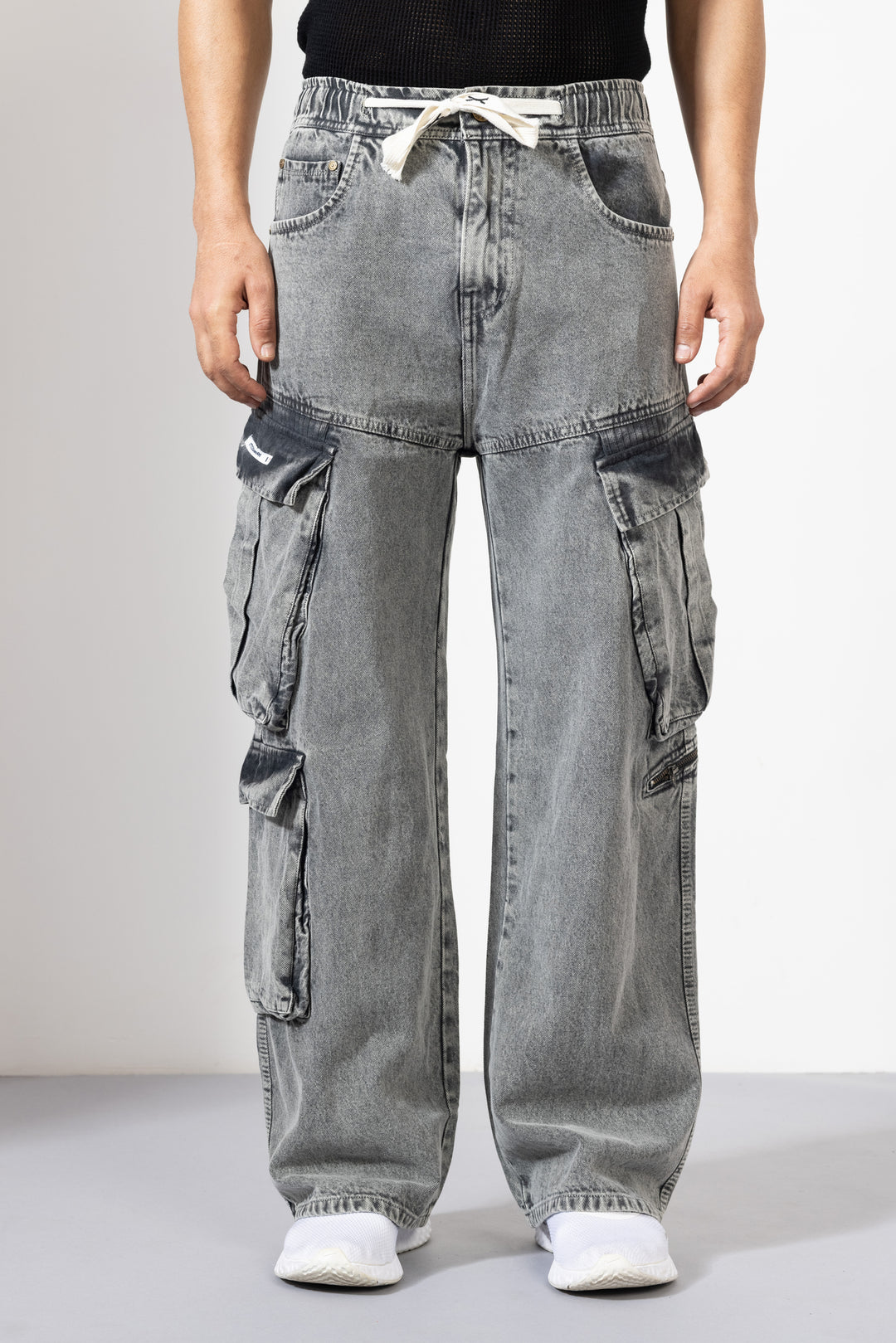 Grey Denim Cargo Pant for Men