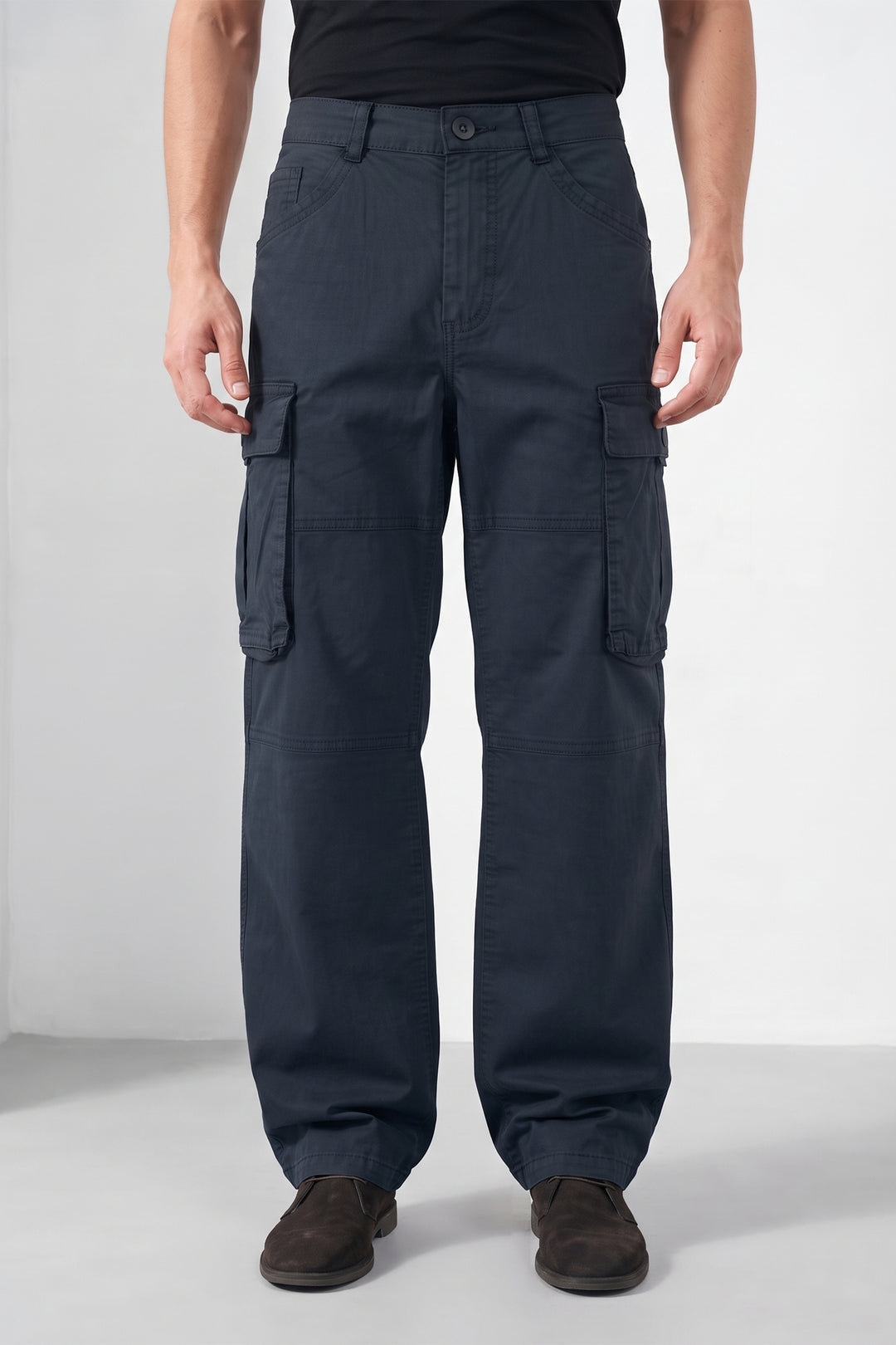 Black Mens 6 Pocket Cargo Pants