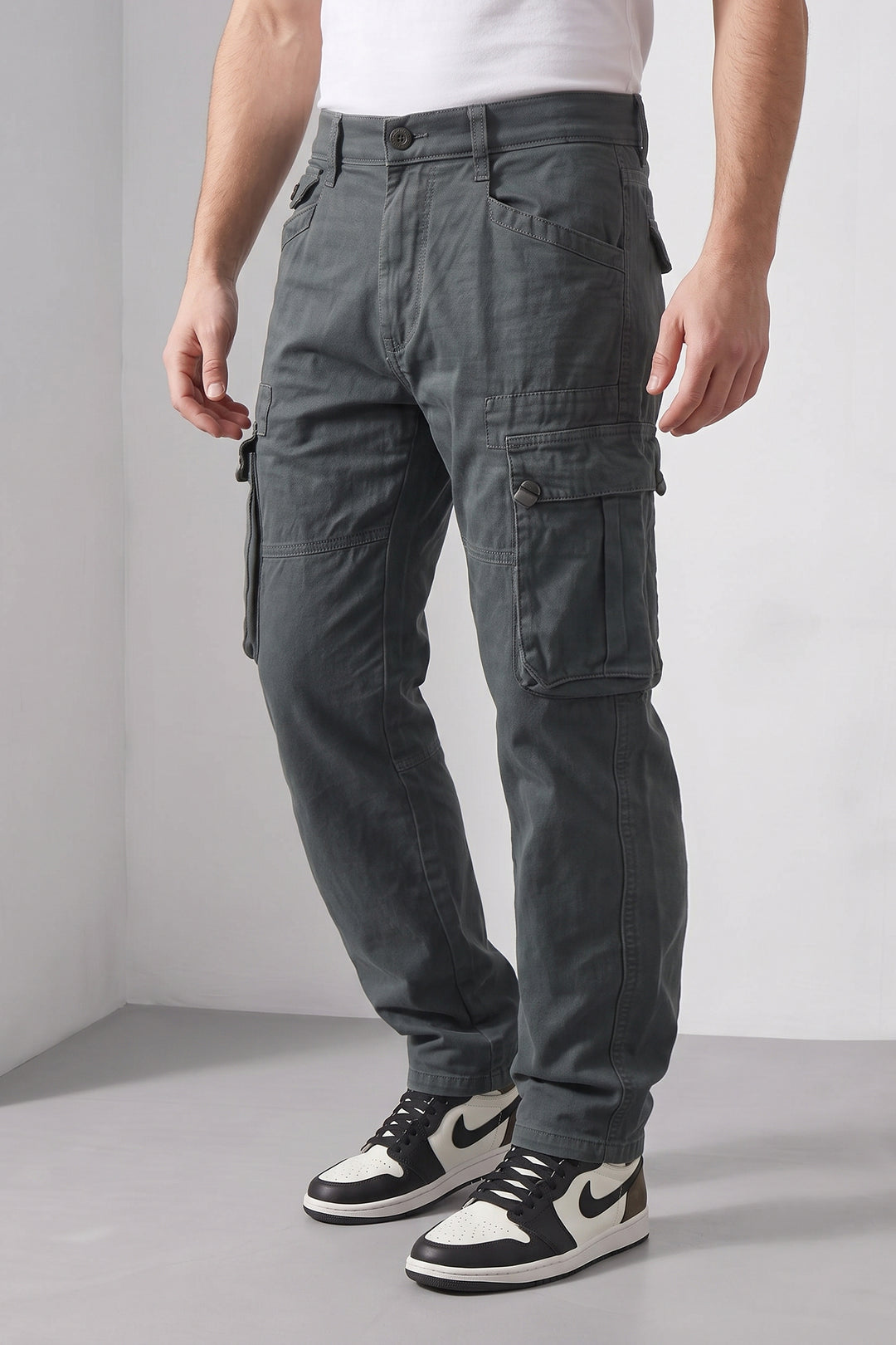Steel Grey Mens 6 Pocket Cargo Pants
