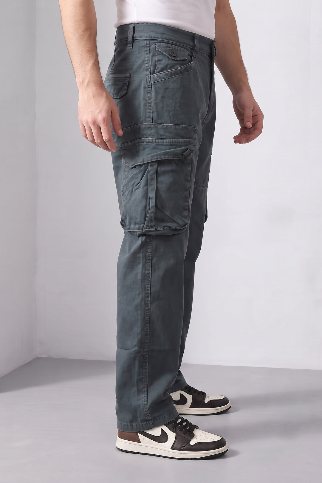 Steel Grey Mens 6 Pocket Cargo Pants
