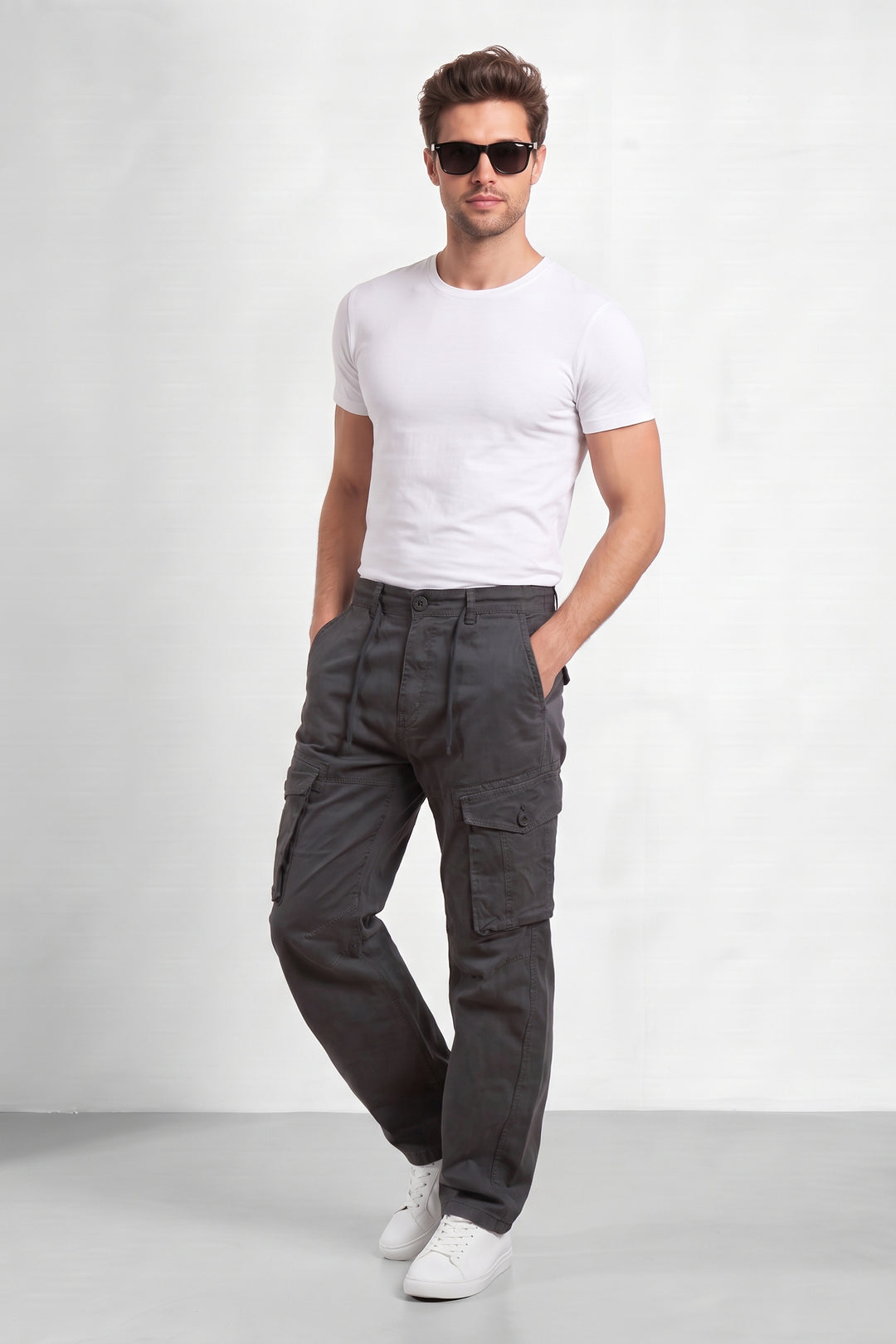 Steel Grey Mens 6 Pocket Cargo Pants