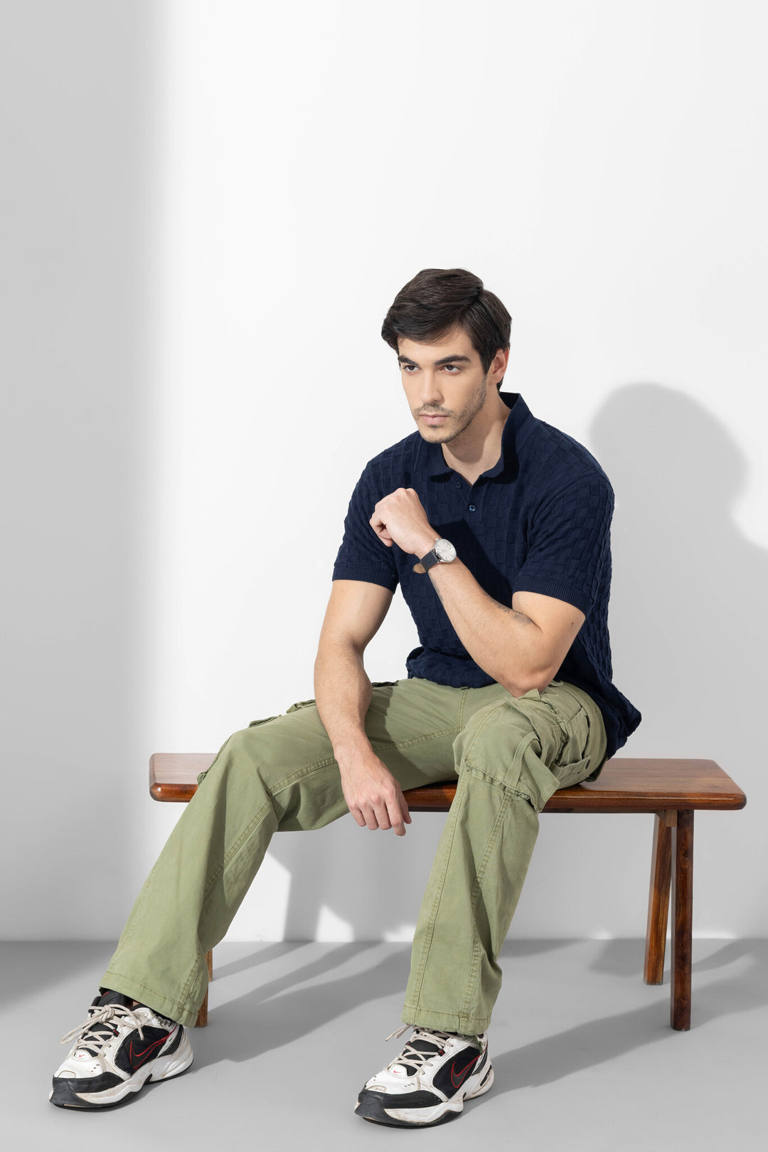 Green Men Drawstring Cotton Cargo Pant