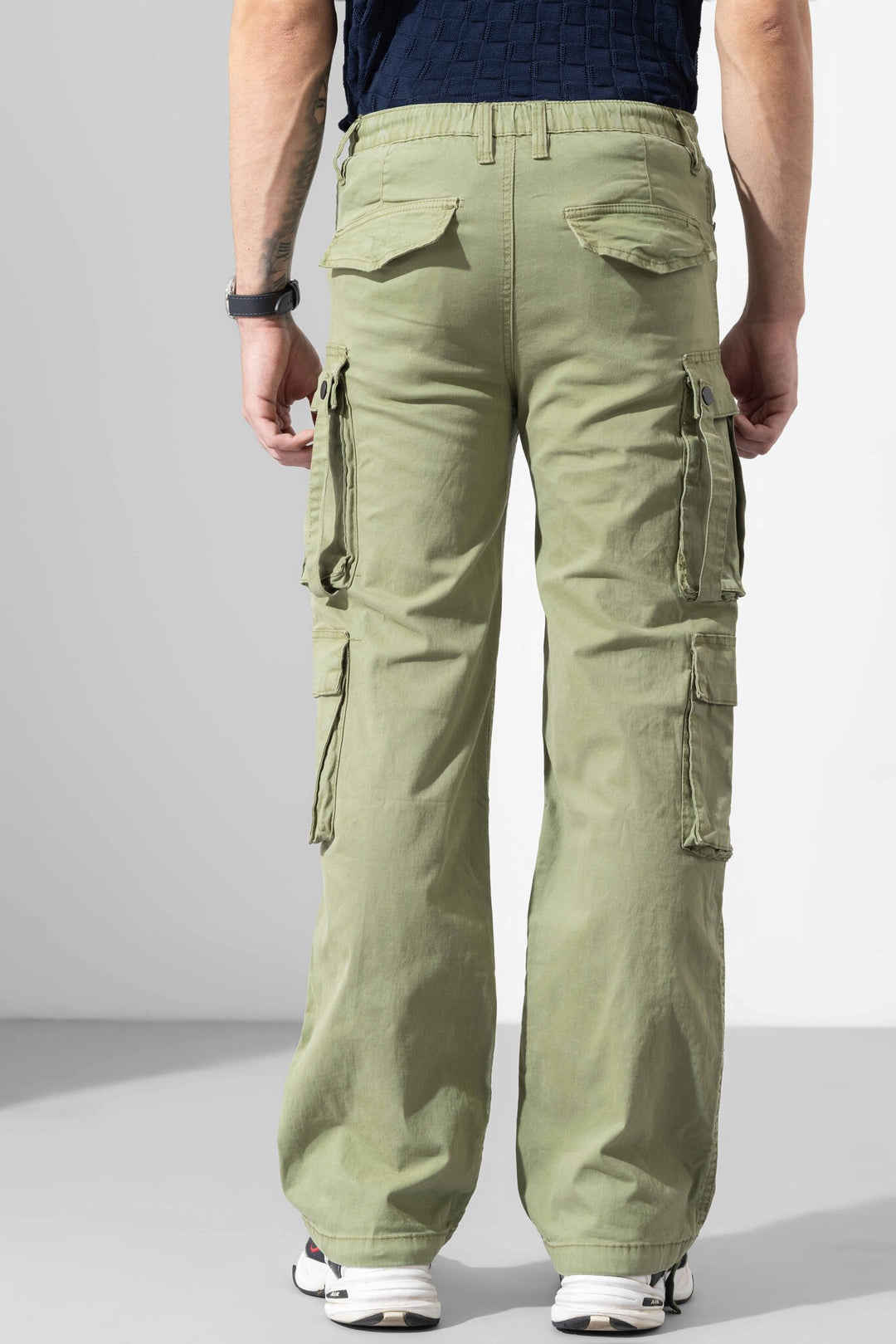 Green Men Drawstring Cotton Cargo Pant