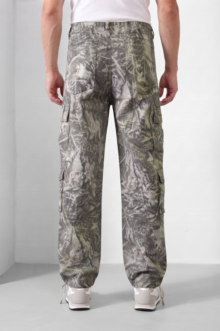 Grey Multi Mens 8 Pocket Cargo Pants | Multi-Pocket Utility Trousers | Regular Fit Casual Cargo Pants