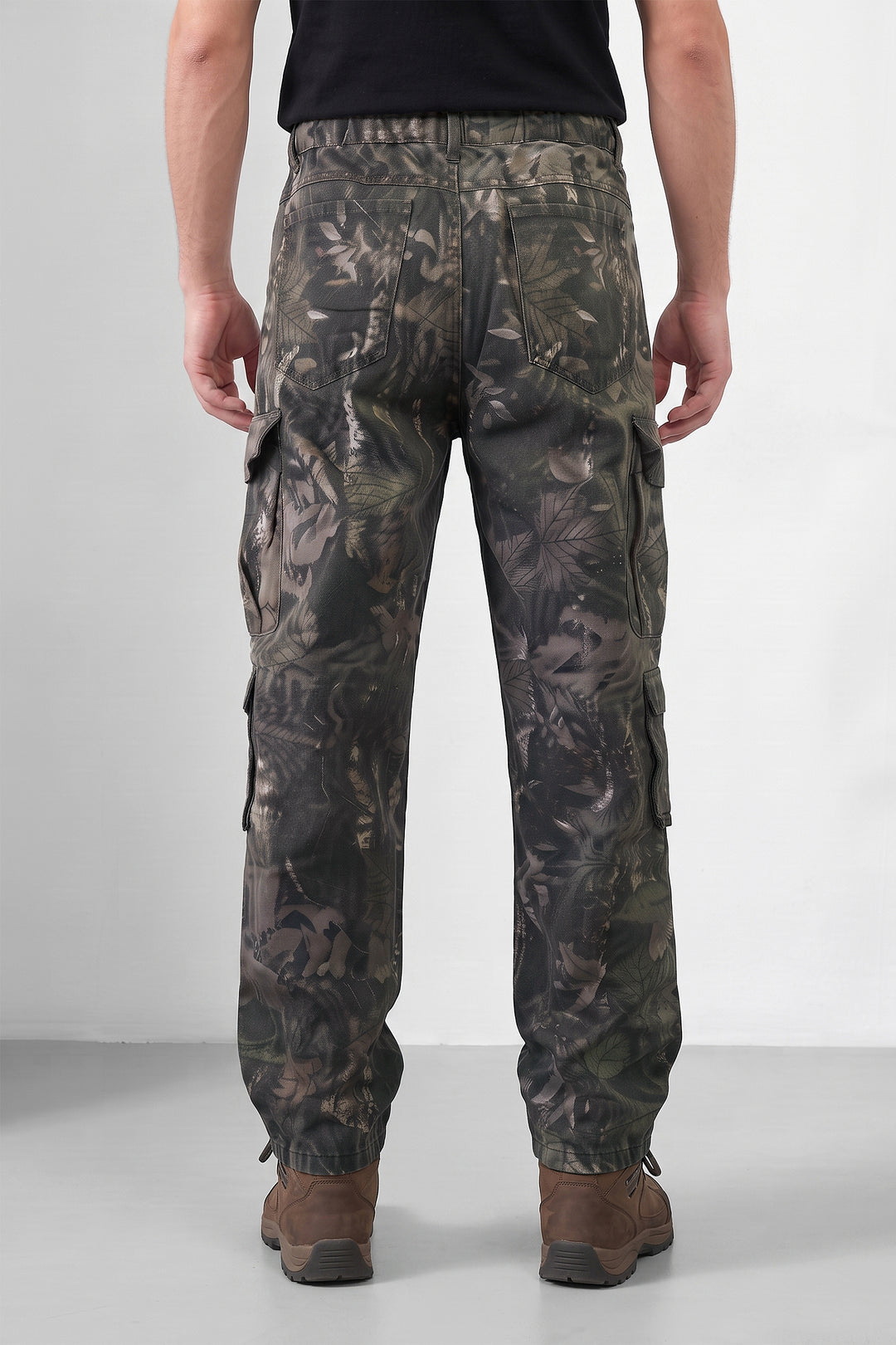 Olive Multi Mens 8 Pocket Cargo Pants | Multi-Pocket Utility Trousers | Regular Fit Casual Cargo Pants