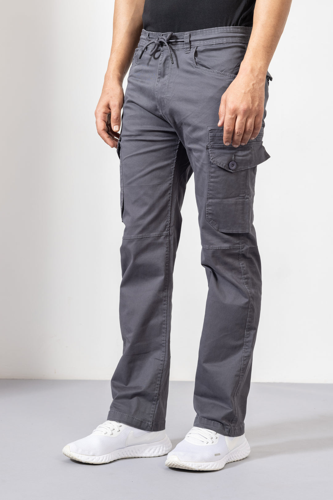 Dark Grey Men Cotton Cargo Pant