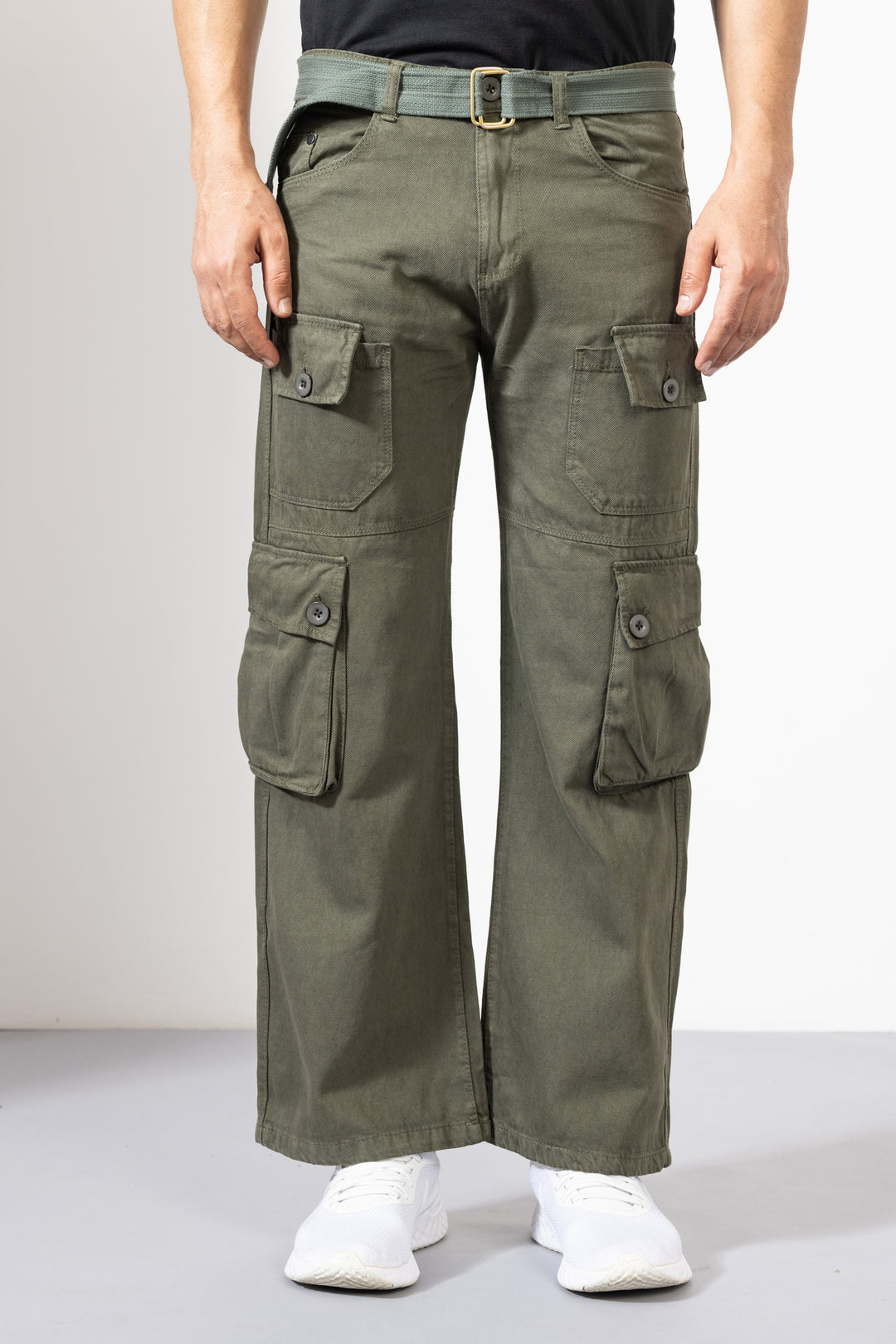 Light Green Men Cotton Cargo Pant