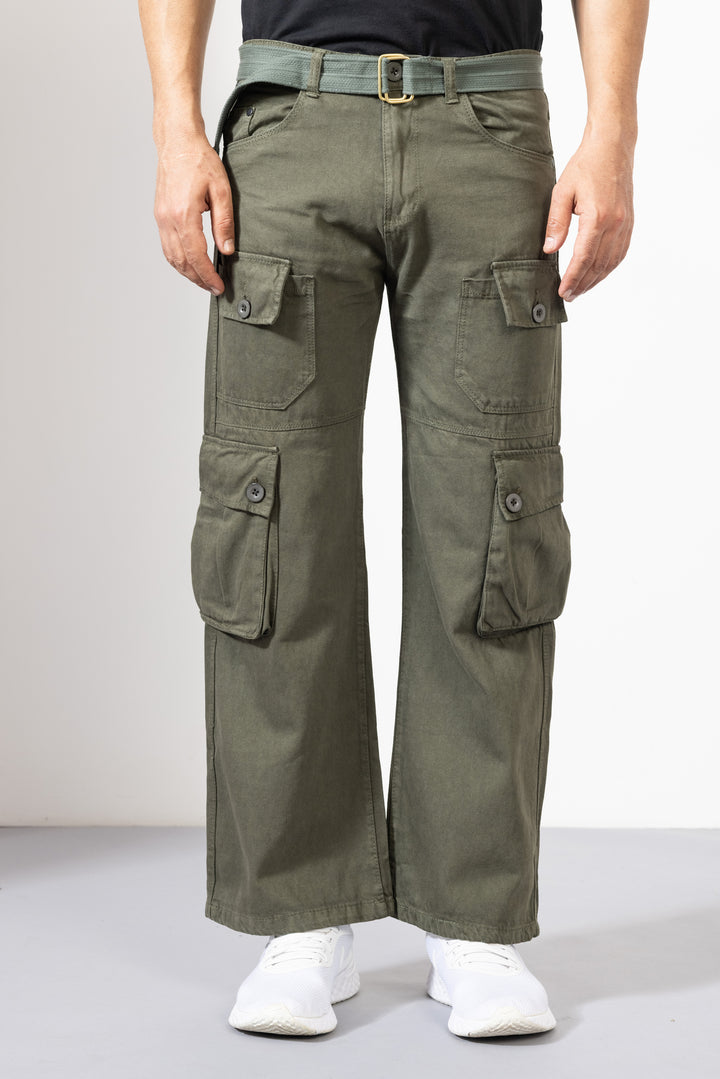 Light Green Men Cotton Cargo Pant