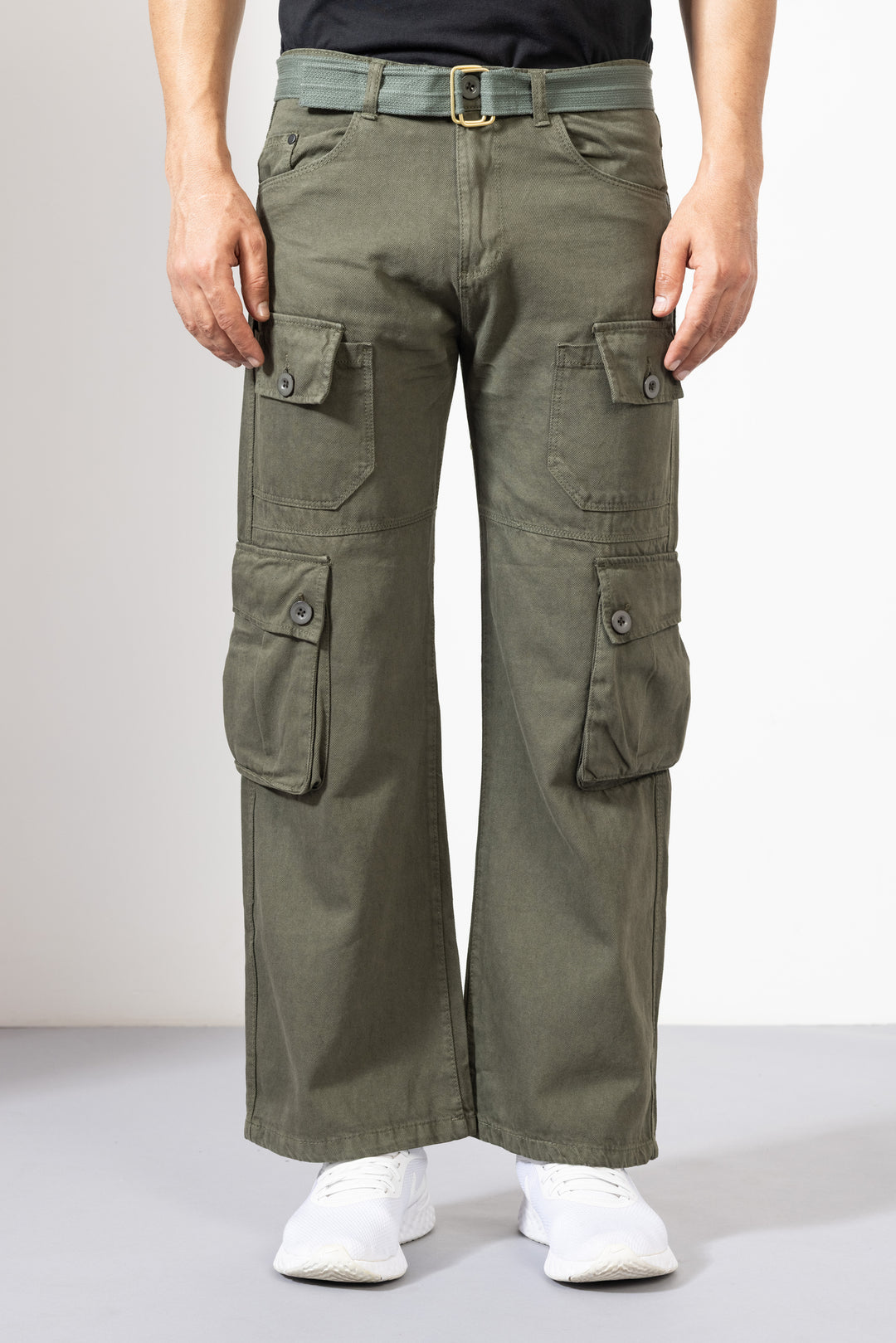 Light Green Men Cotton Cargo Pant