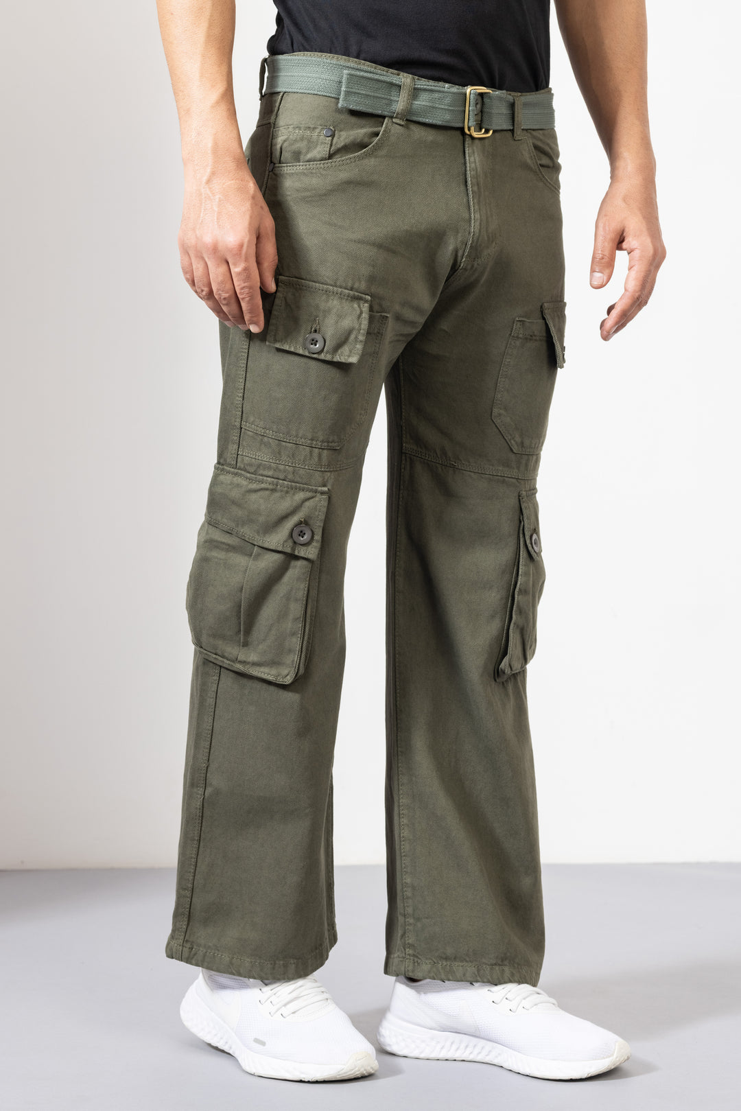 Light Green Men Cotton Cargo Pant