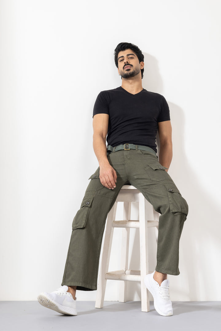 Light Green Men Cotton Cargo Pant