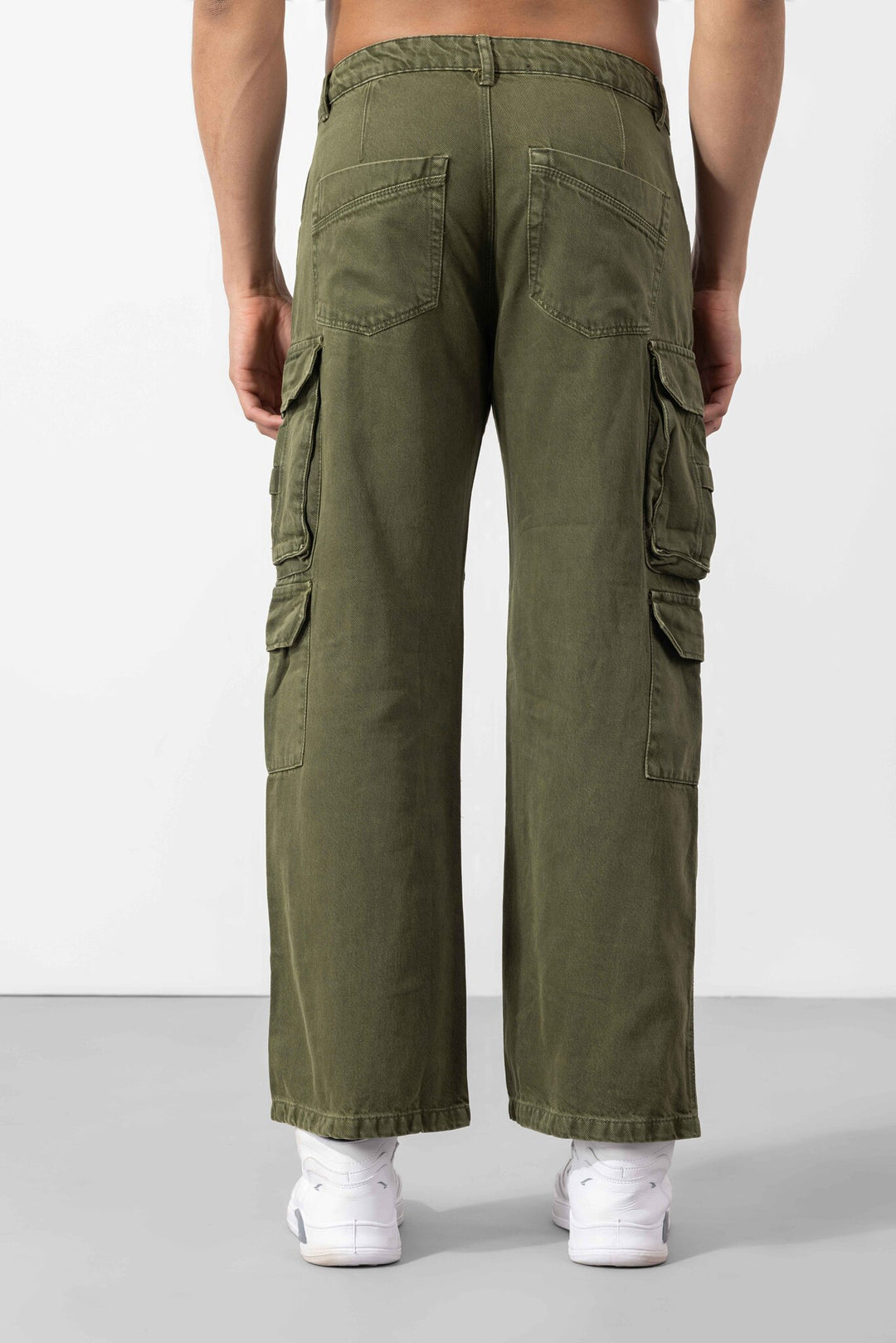 Olive Green Button Closure Multi Pocket Cargo Pant