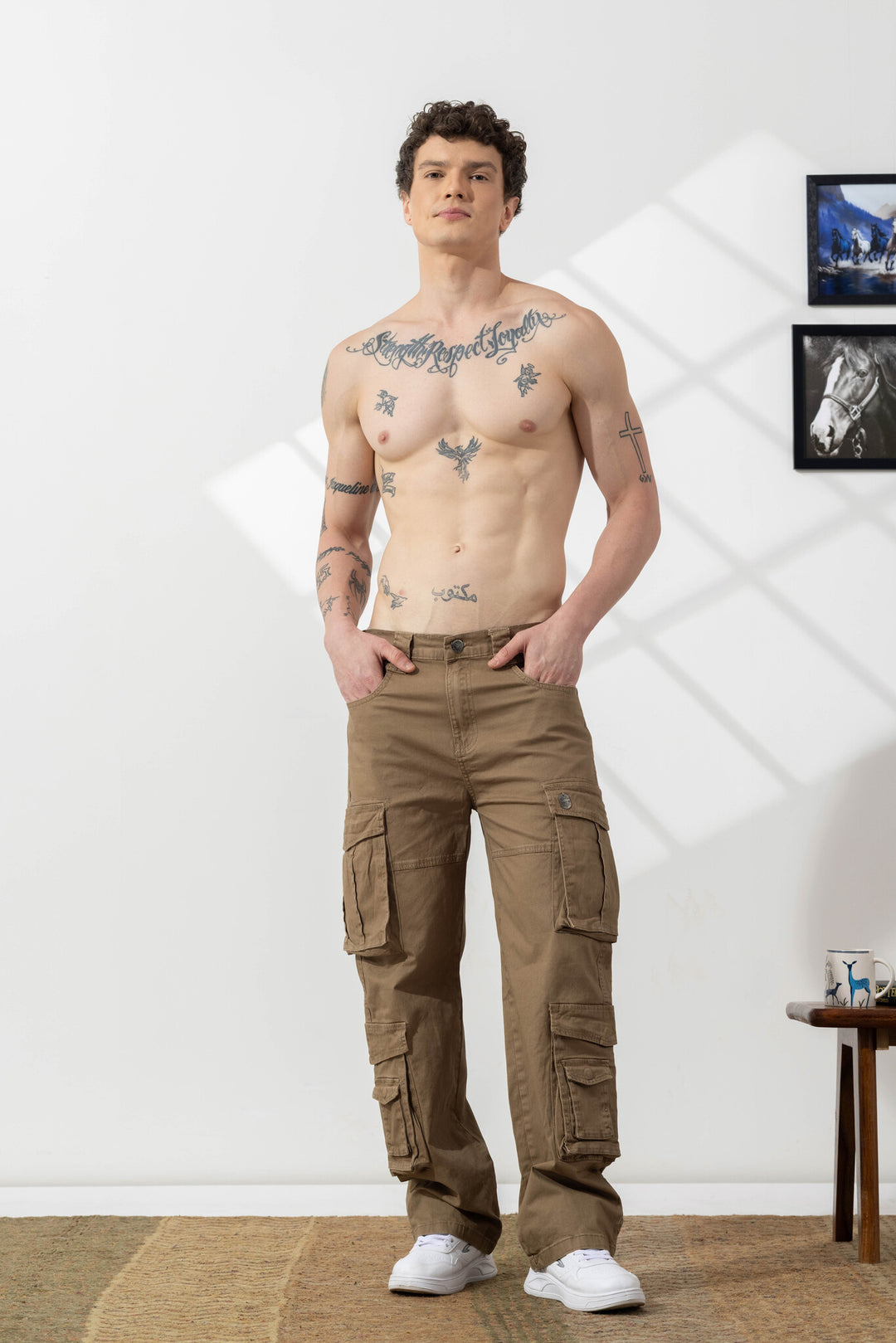 Brown Men Cargo Pants