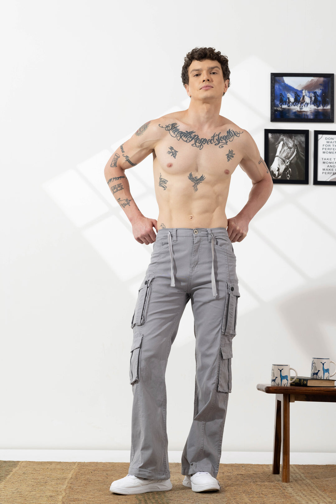 Light Grey Men Cargo Pants