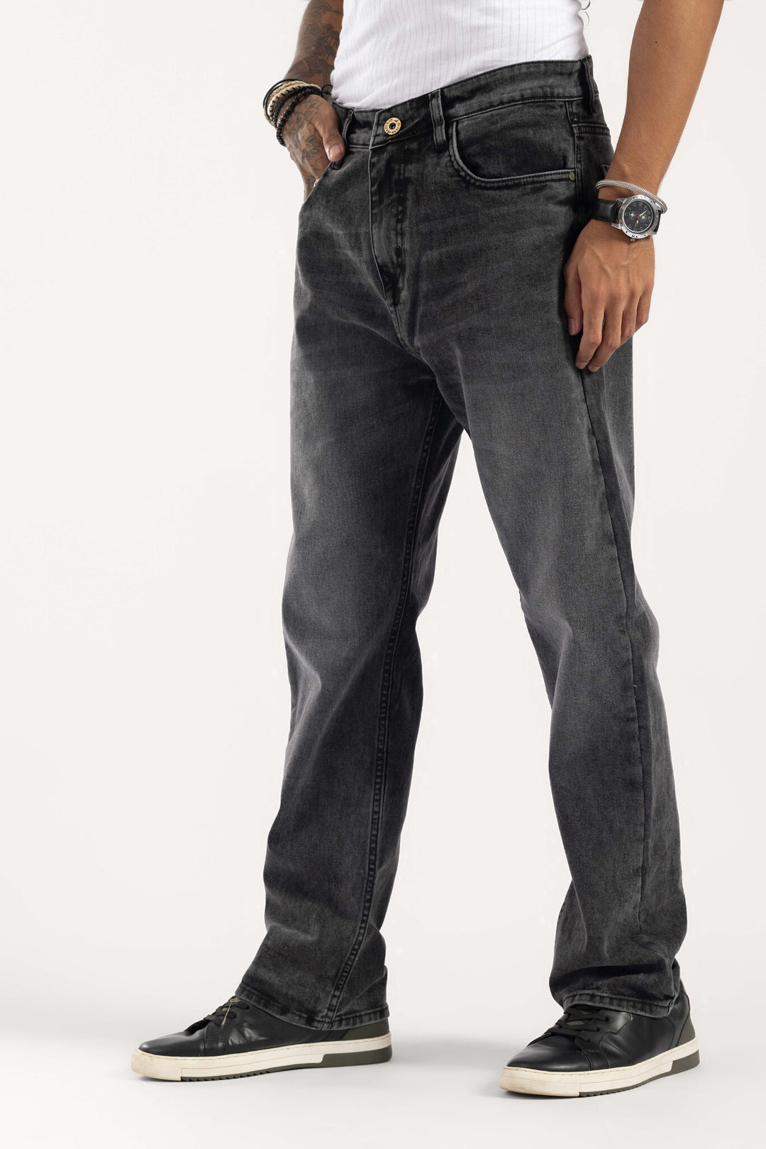 Black Mom Fit Washed Denim