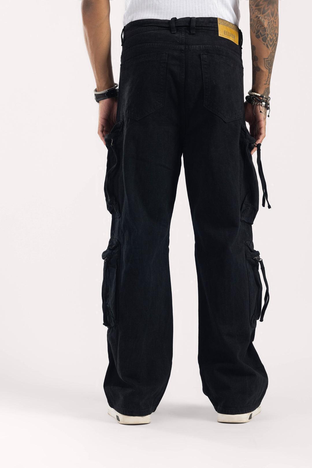 Black Wide Leg Cargo Denim
