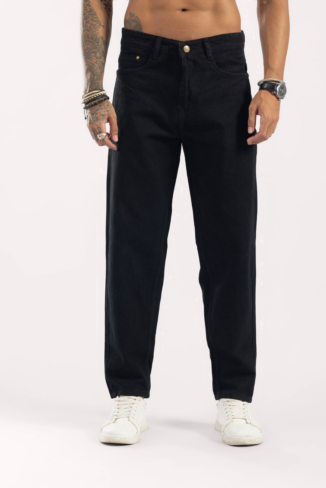 Black Mom Fit Washed Denim