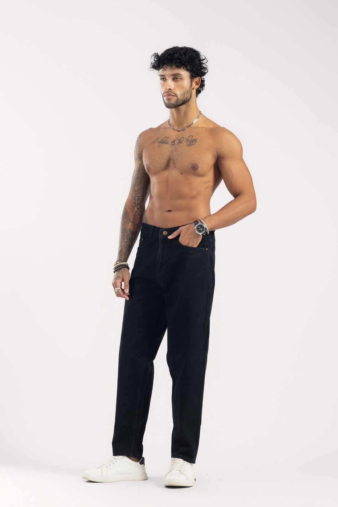 Black Mom Fit Washed Denim