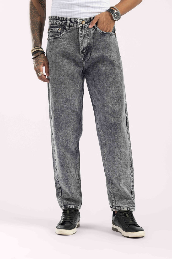 Dark Grey Mom Fit Washed Denim