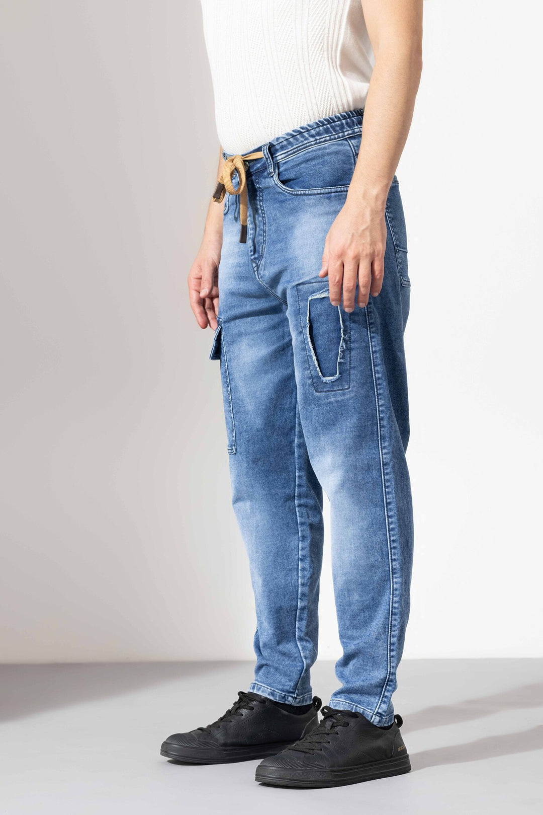 Light Blue Elasticated Waist Denim Jeans