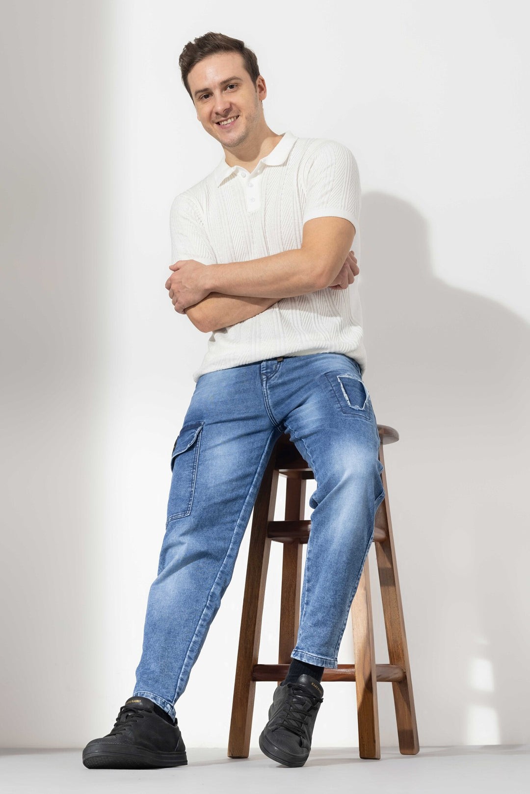 Light Blue Elasticated Waist Denim Jeans