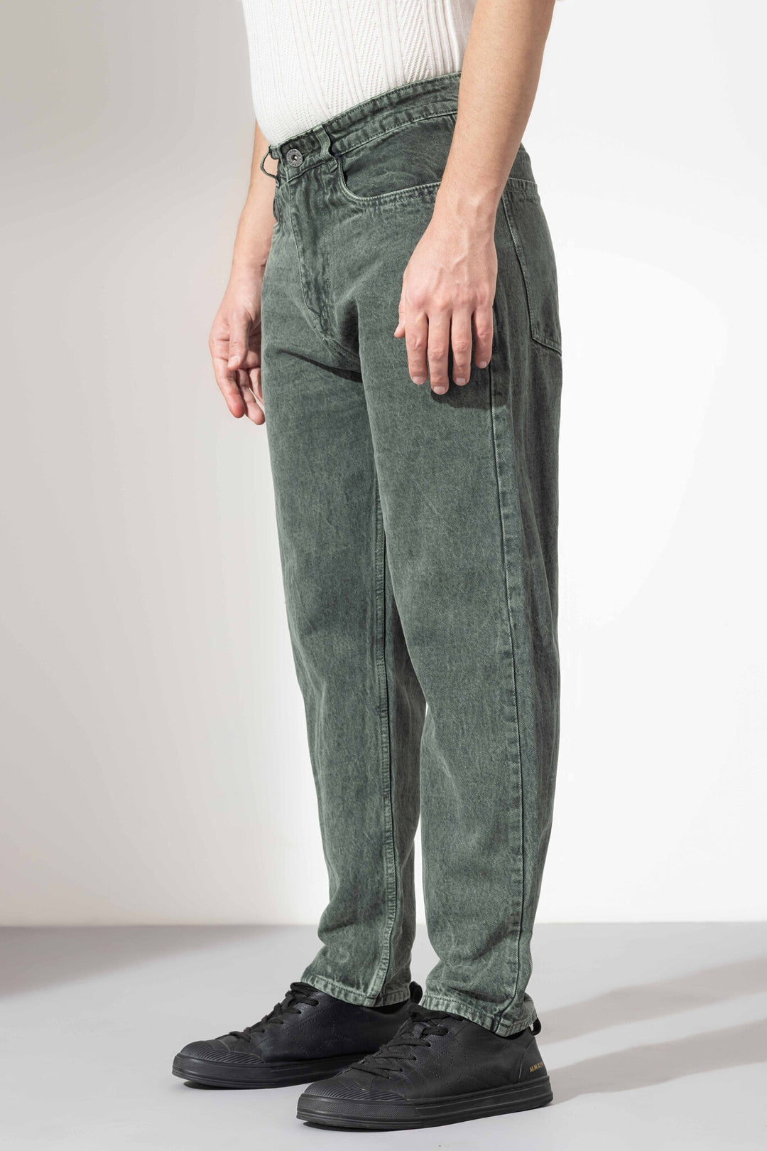 Olive Green Men Denim Cotton Jeans