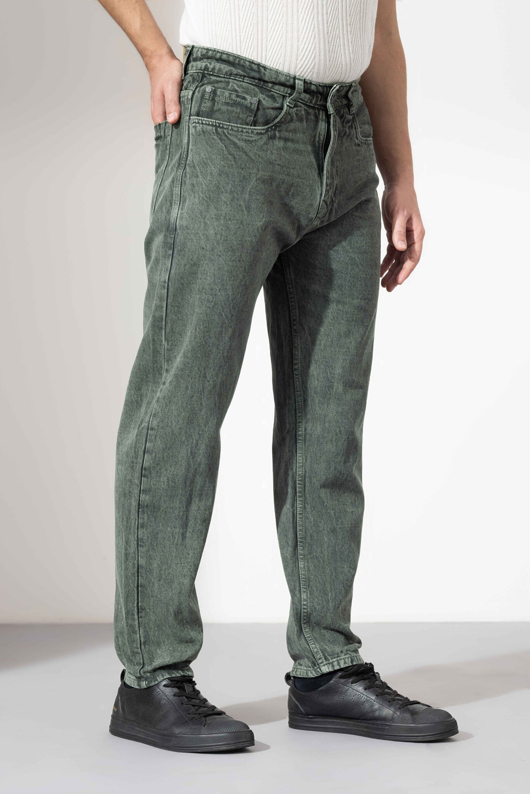 Olive Green Men Denim Cotton Jeans