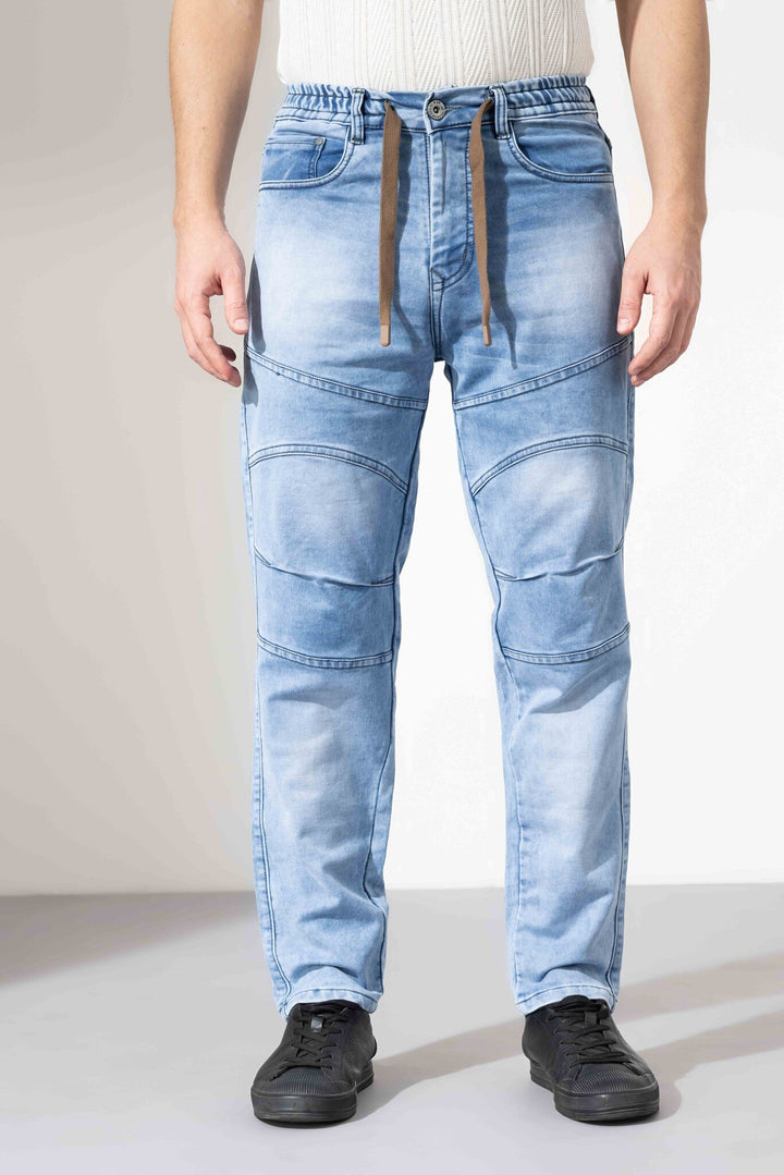 Blue Elasticated Waist Denim Jeans