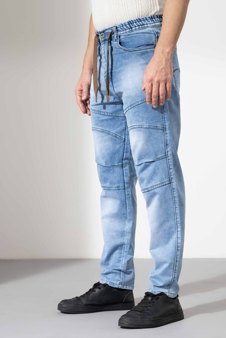 Blue Elasticated Waist Denim Jeans