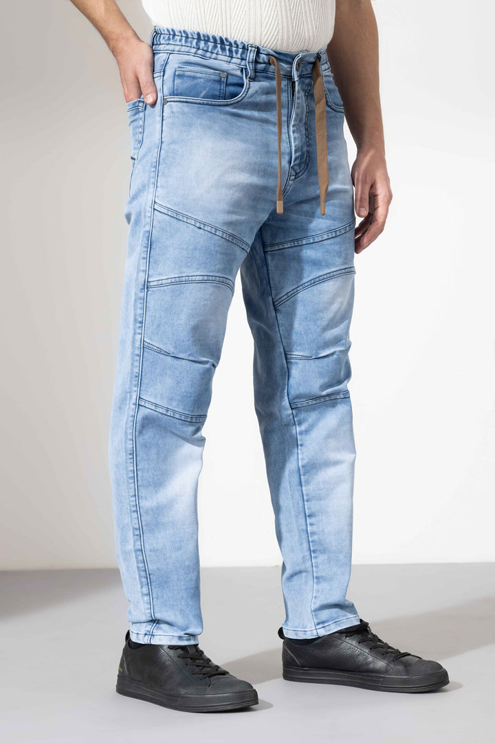 Blue Elasticated Waist Denim Jeans