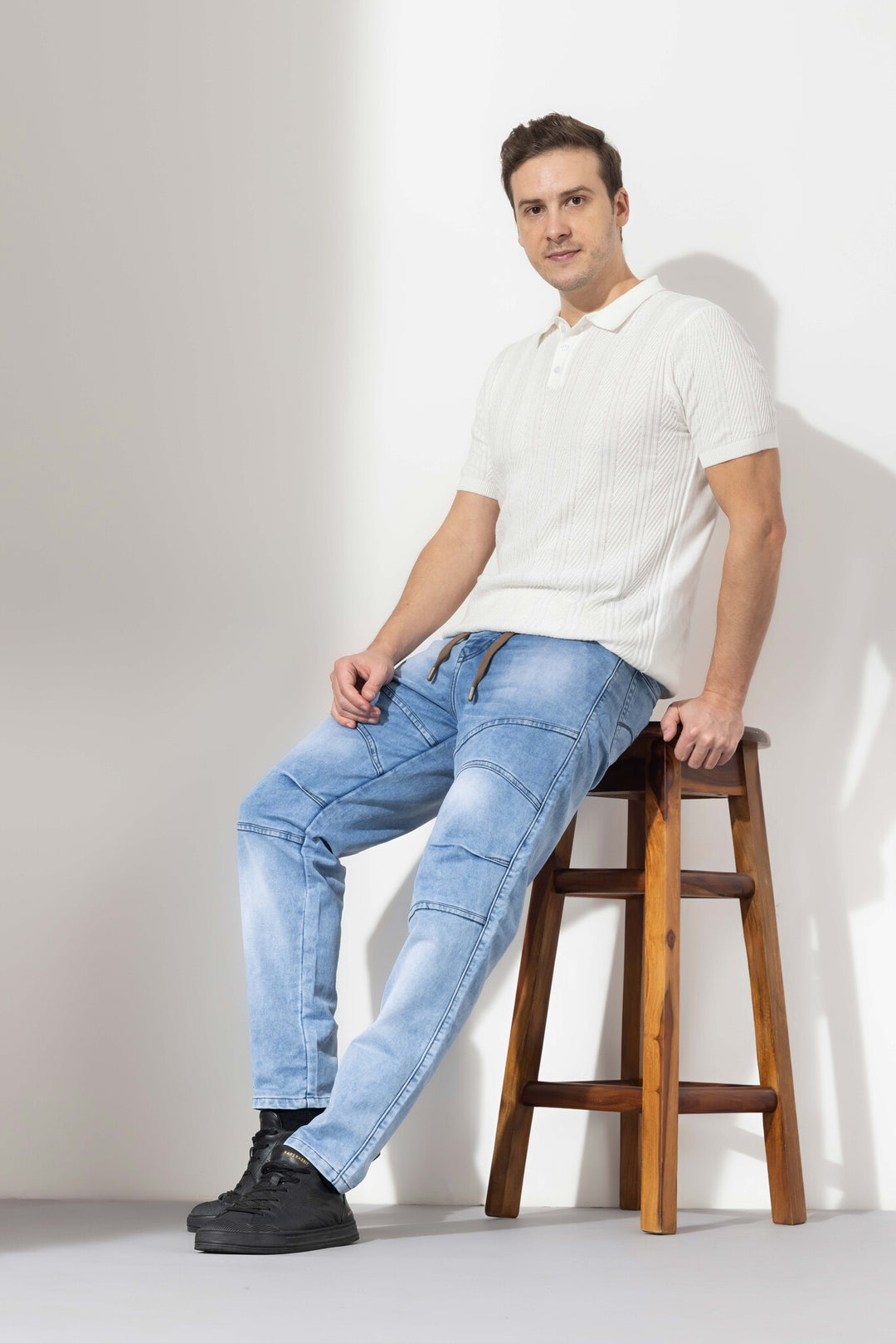 Blue Elasticated Waist Denim Jeans