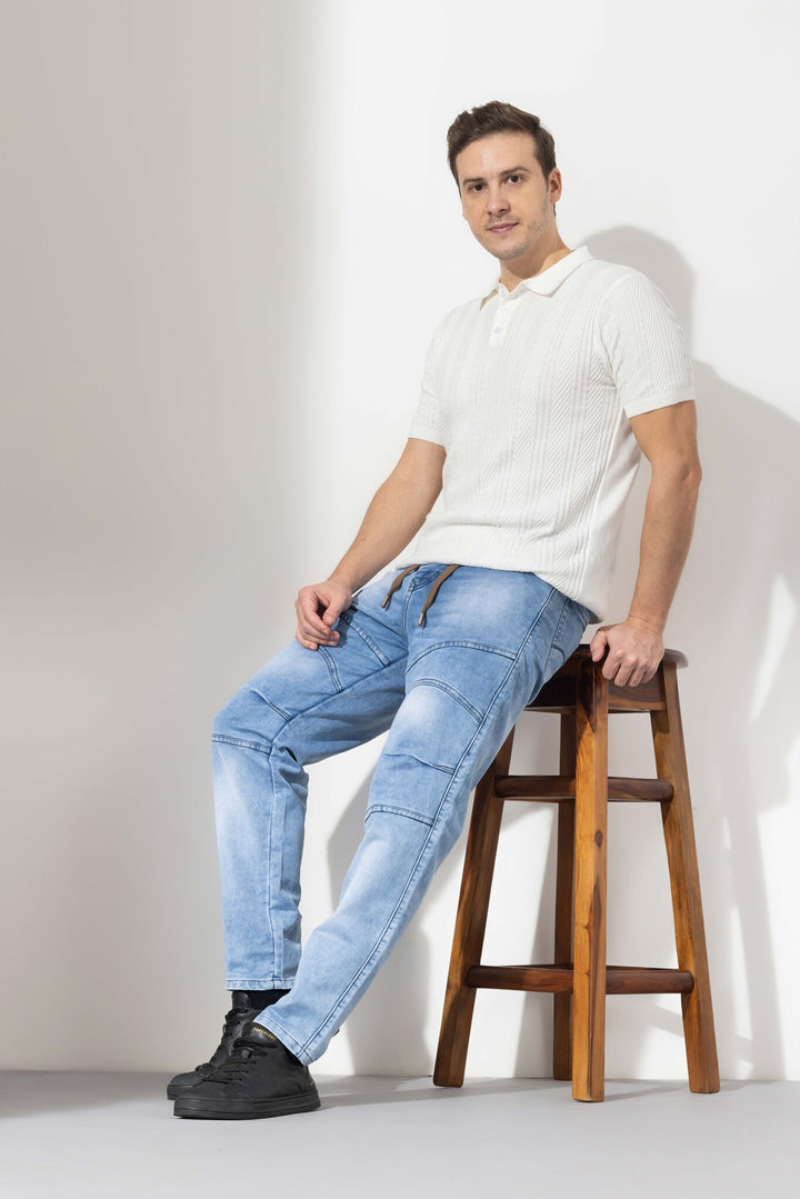 Blue Elasticated Waist Denim Jeans