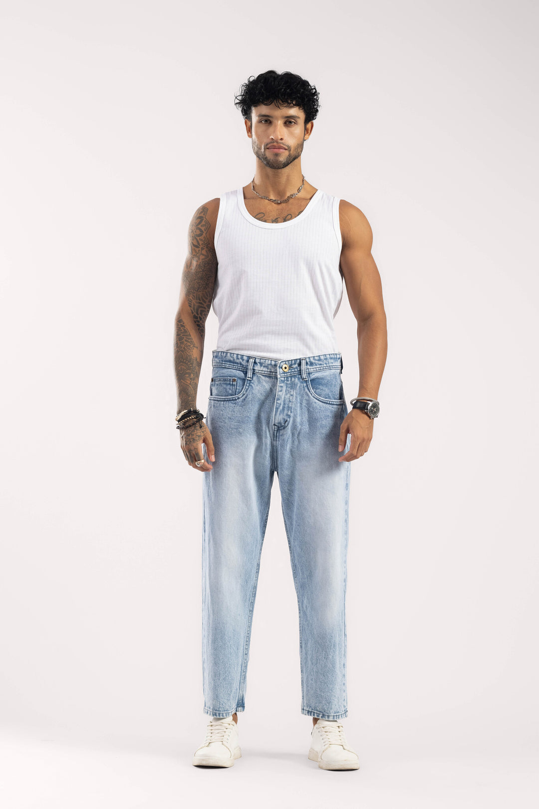 Light Blue Relaxed Fit Washed Denim