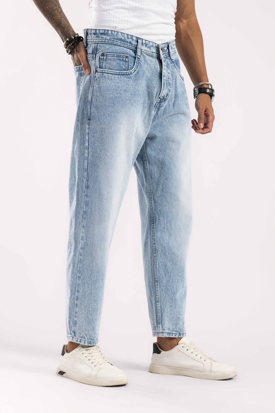 Light Blue Relaxed Fit Washed Denim