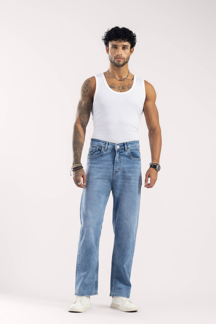 Blue Relaxed Fit Washed Denim