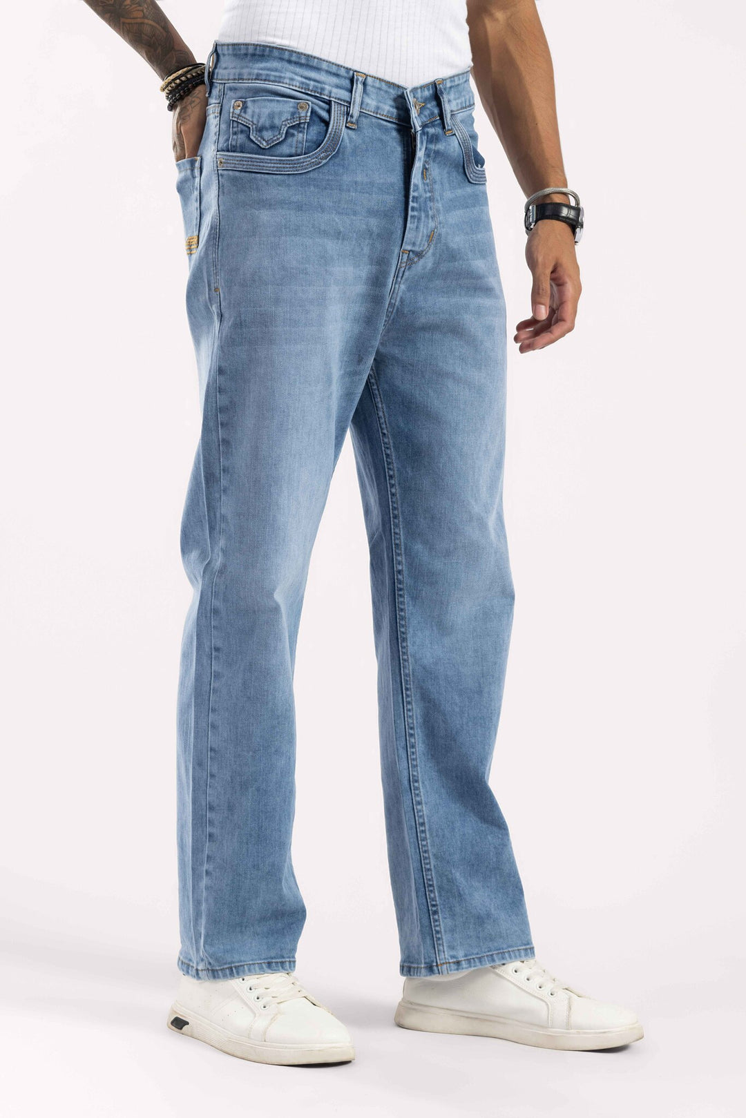 Blue Relaxed Fit Washed Denim