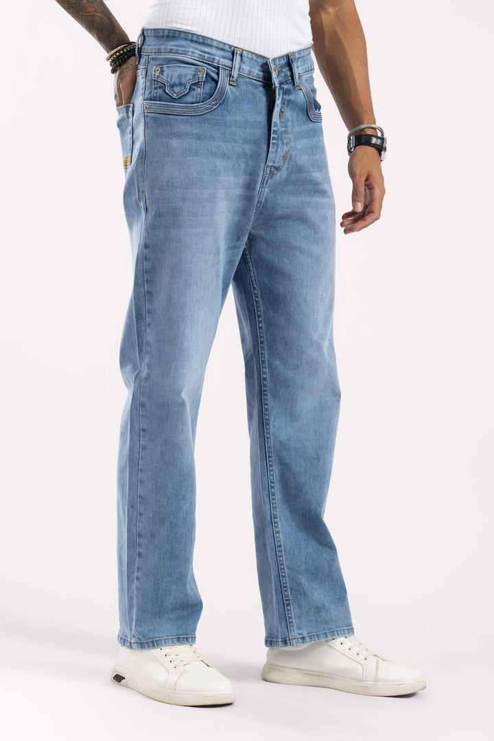 Blue Relaxed Fit Washed Denim