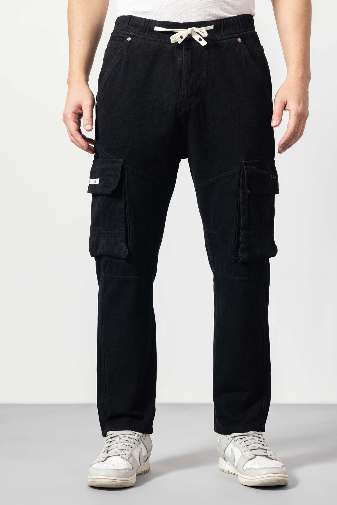 Black Straight Fit cargo Jeans