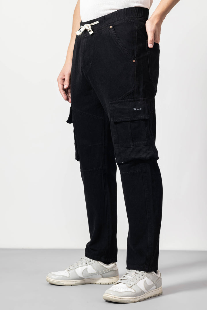Black Straight Fit cargo Jeans
