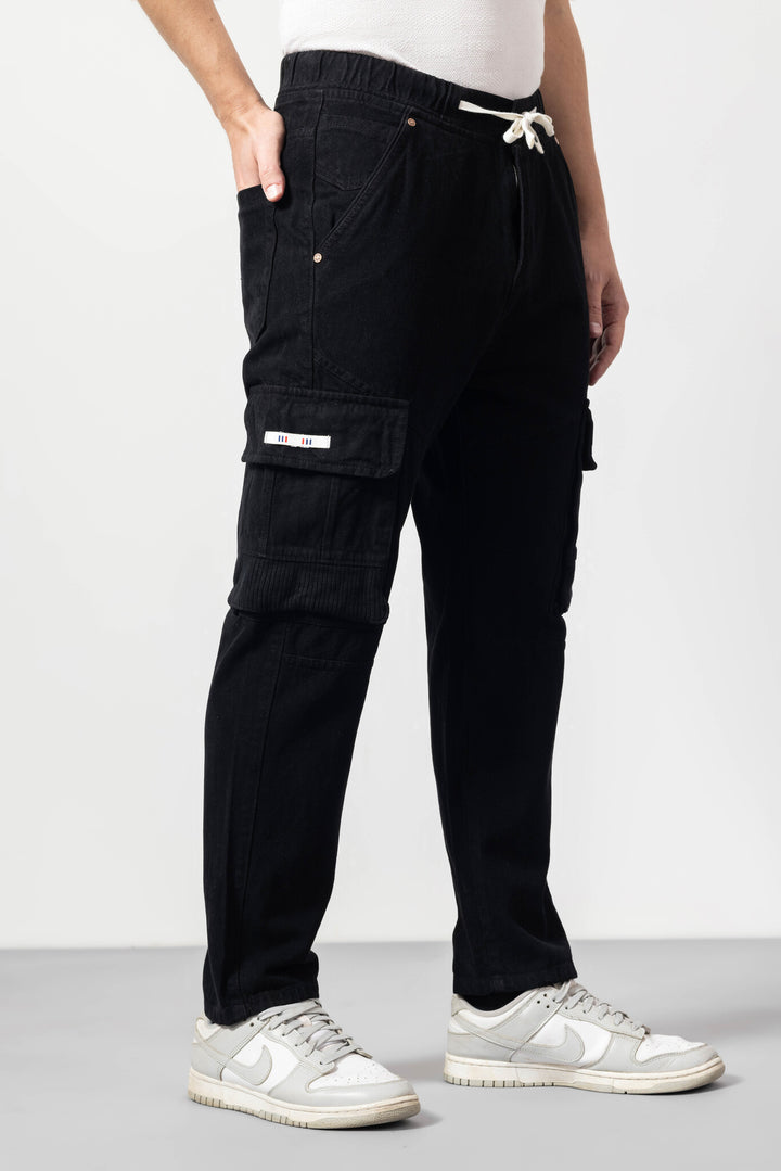 Black Straight Fit cargo Jeans
