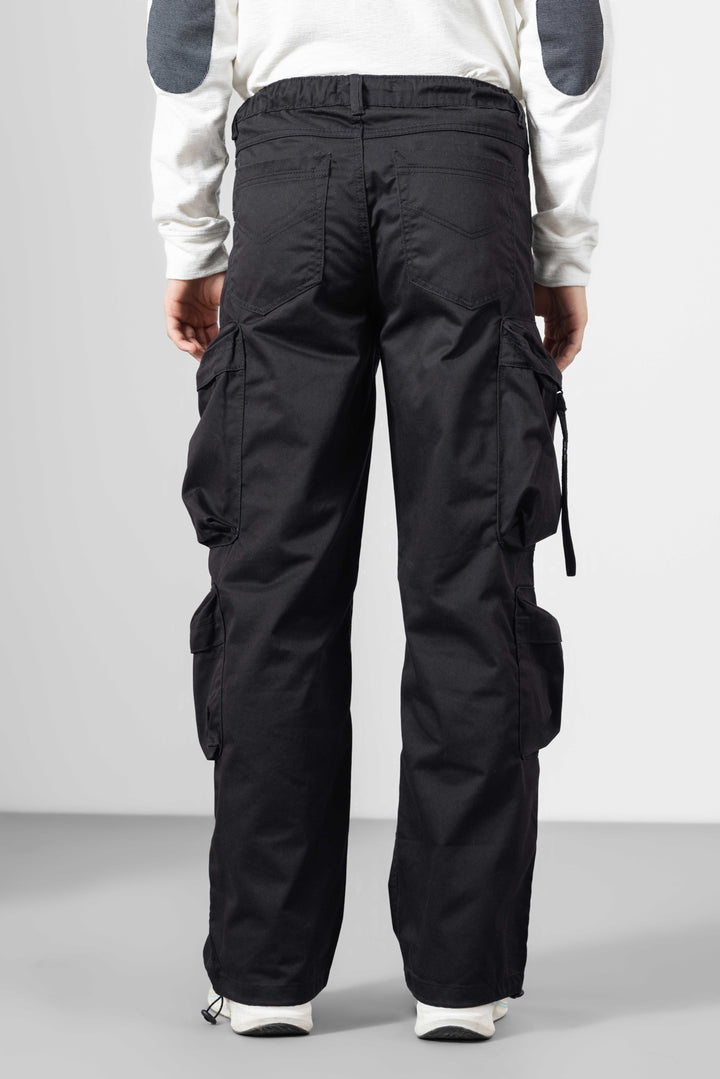 Black Color Men Cotton Cargo Pants