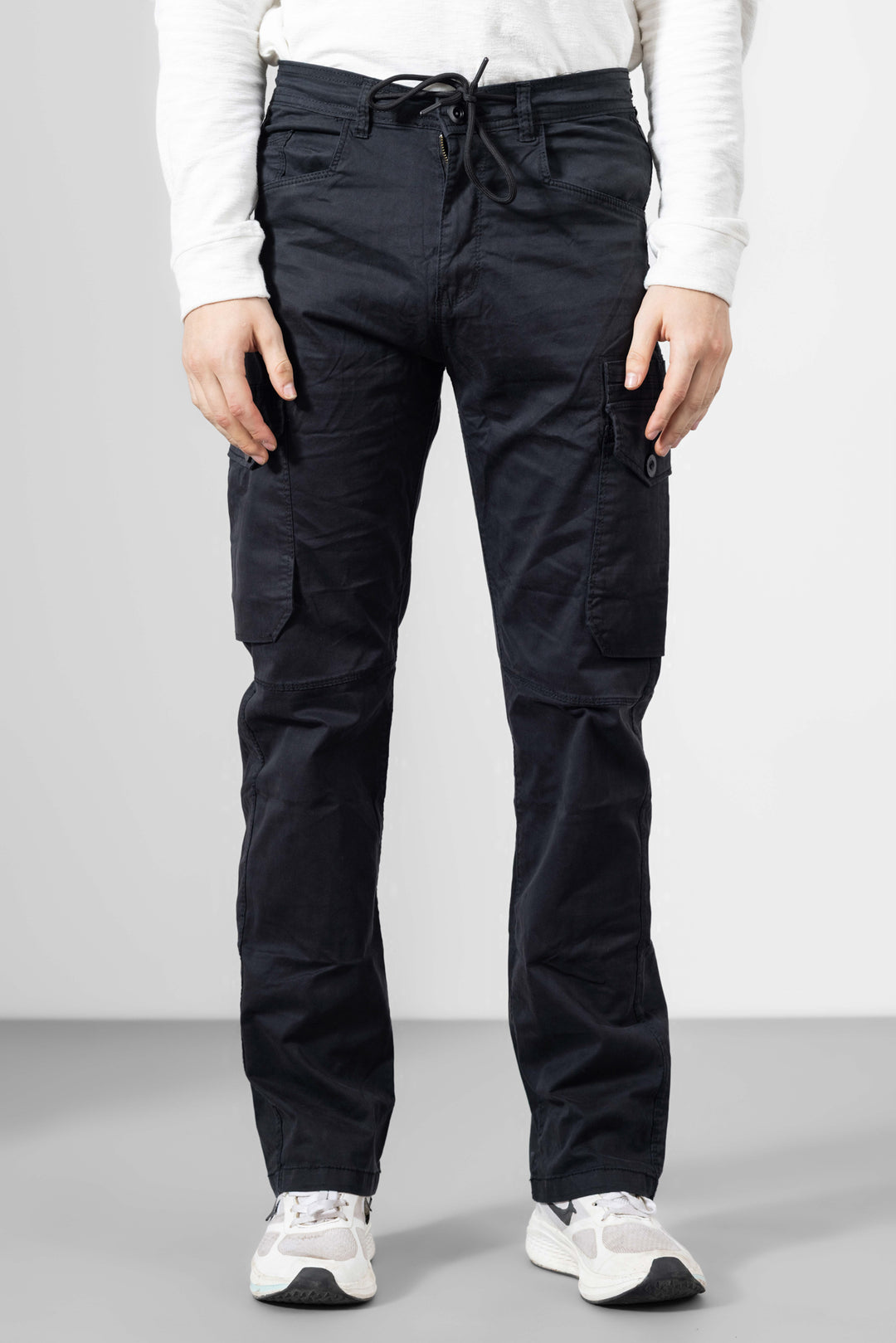 Black Men Cotton Cargo Pants