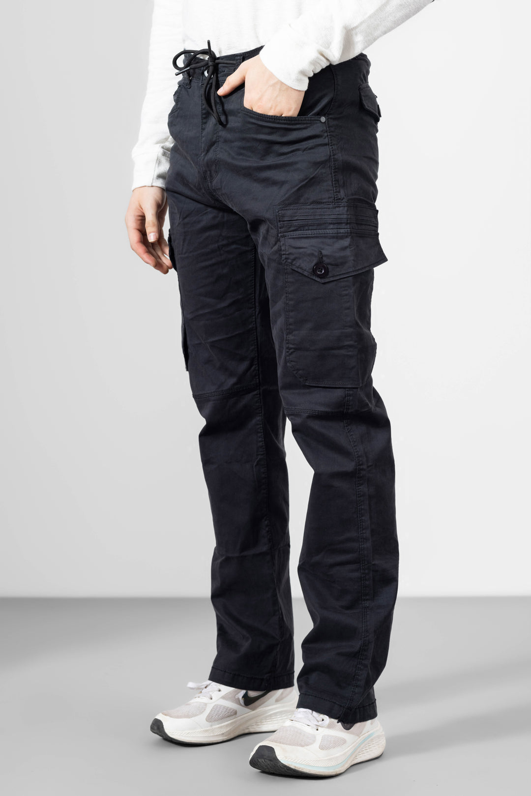 Black Men Cotton Cargo Pants