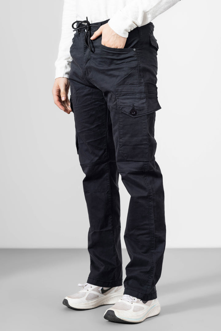 Black Men Cotton Cargo Pants