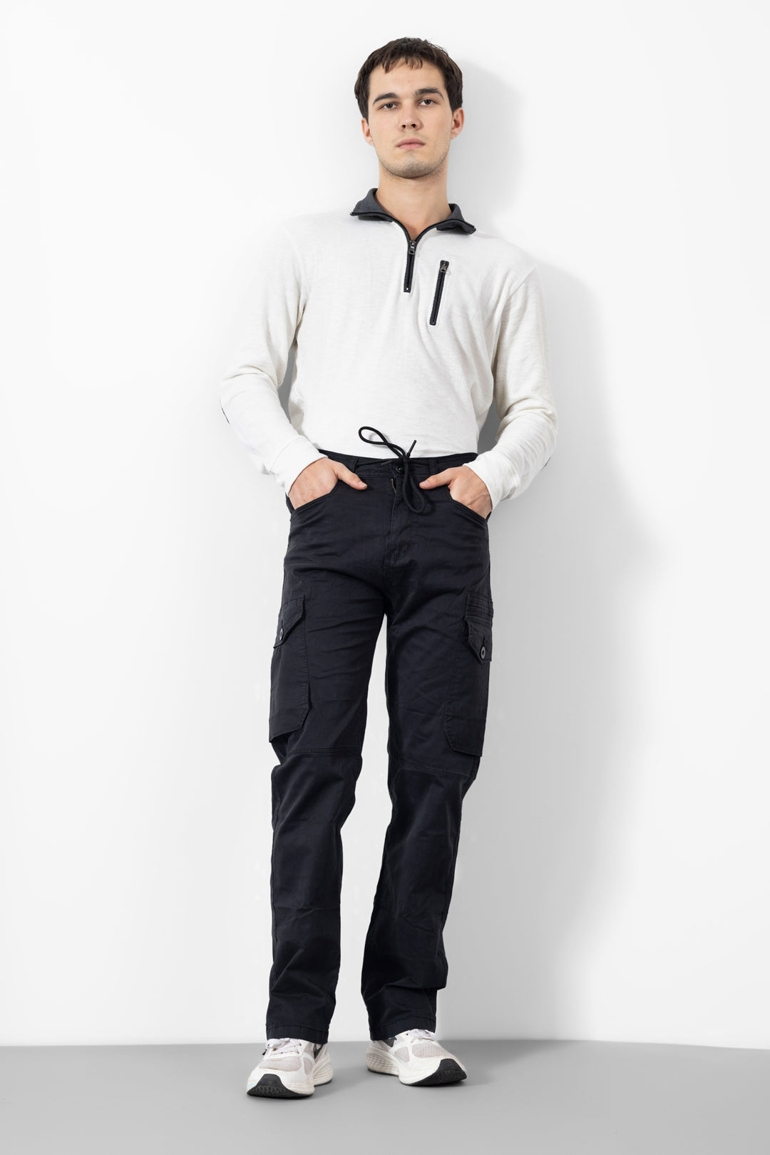 Black Men Cotton Cargo Pants