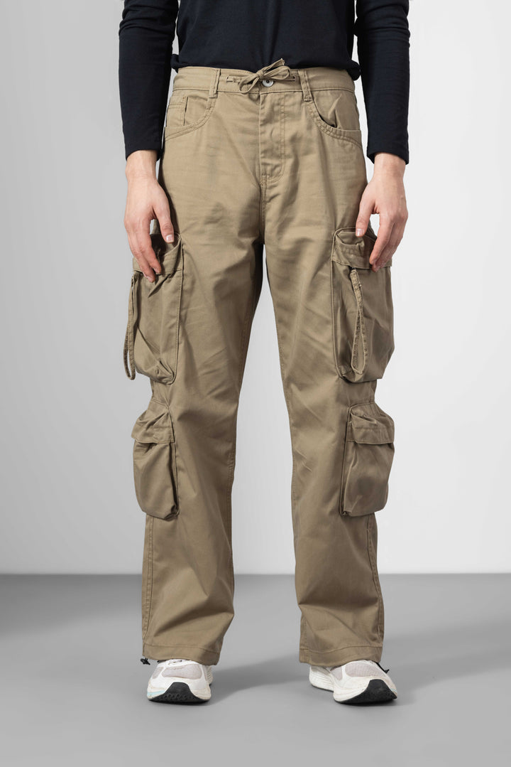 Brown Men Winter Cargo Pants